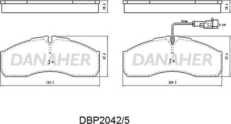 Danaher DBP2042/5 - Əyləc altlığı dəsti, əyləc diski furqanavto.az