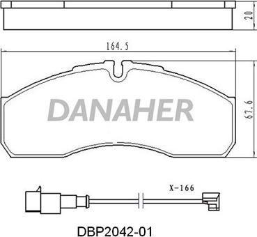 Danaher DBP2042-01 - Əyləc altlığı dəsti, əyləc diski furqanavto.az