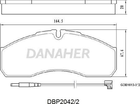 Danaher DBP2042/2 - Əyləc altlığı dəsti, əyləc diski furqanavto.az