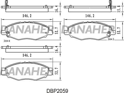 Danaher DBP2059 - Əyləc altlığı dəsti, əyləc diski furqanavto.az