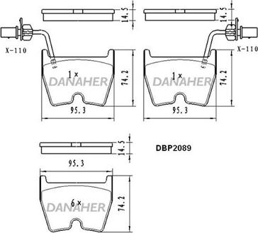 Danaher DBP2089 - Əyləc altlığı dəsti, əyləc diski furqanavto.az