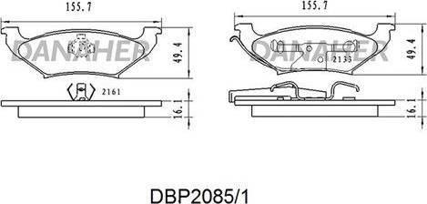 Danaher DBP2085/1 - Əyləc altlığı dəsti, əyləc diski furqanavto.az