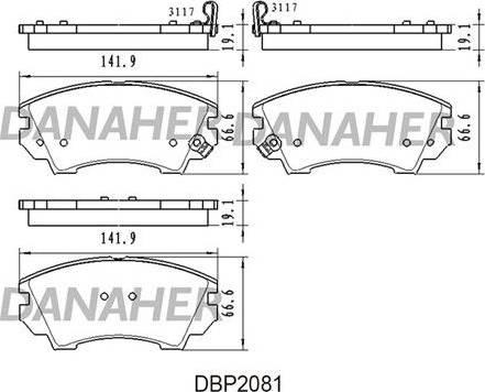 Danaher DBP2081 - Əyləc altlığı dəsti, əyləc diski furqanavto.az