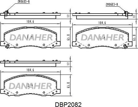 Danaher DBP2082 - Əyləc altlığı dəsti, əyləc diski furqanavto.az