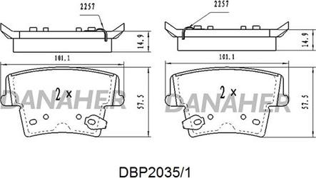 Danaher DBP2035/1 - Əyləc altlığı dəsti, əyləc diski furqanavto.az