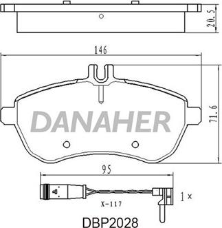 Danaher DBP2028 - Əyləc altlığı dəsti, əyləc diski furqanavto.az