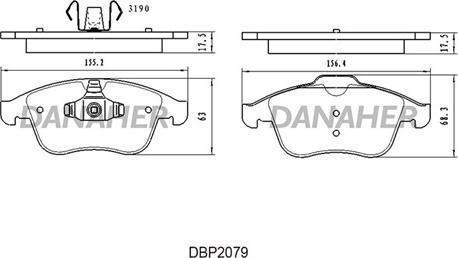 Danaher DBP2079 - Əyləc altlığı dəsti, əyləc diski furqanavto.az