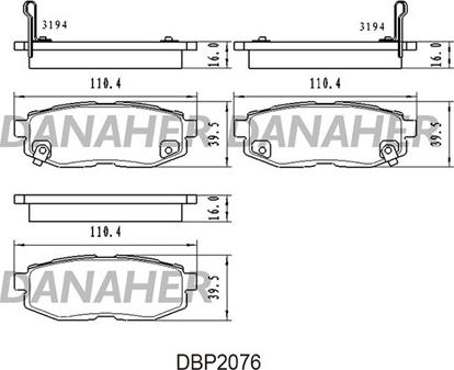 Danaher DBP2076 - Əyləc altlığı dəsti, əyləc diski furqanavto.az