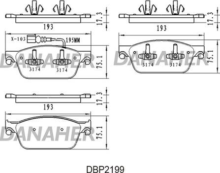 Danaher DBP2199 - Əyləc altlığı dəsti, əyləc diski furqanavto.az