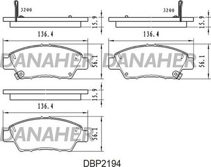 Danaher DBP2194 - Əyləc altlığı dəsti, əyləc diski furqanavto.az