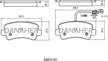 Danaher DBP2191 - Əyləc altlığı dəsti, əyləc diski furqanavto.az