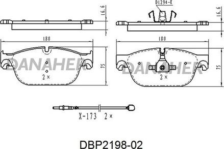 Danaher DBP2198-02 - Əyləc altlığı dəsti, əyləc diski furqanavto.az