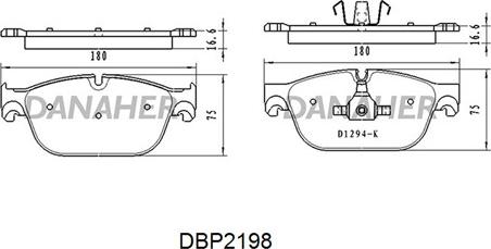 Danaher DBP2198 - Əyləc altlığı dəsti, əyləc diski furqanavto.az