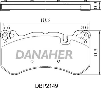 Danaher DBP2149 - Əyləc altlığı dəsti, əyləc diski furqanavto.az