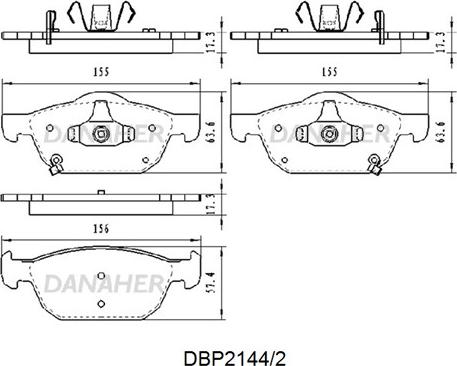 Danaher DBP2144/2 - Əyləc altlığı dəsti, əyləc diski furqanavto.az