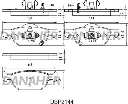 Danaher DBP2144 - Əyləc altlığı dəsti, əyləc diski furqanavto.az