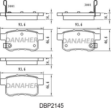 Danaher DBP2145 - Əyləc altlığı dəsti, əyləc diski furqanavto.az