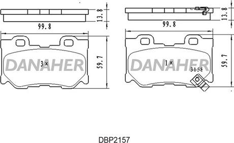 Danaher DBP2157 - Əyləc altlığı dəsti, əyləc diski furqanavto.az