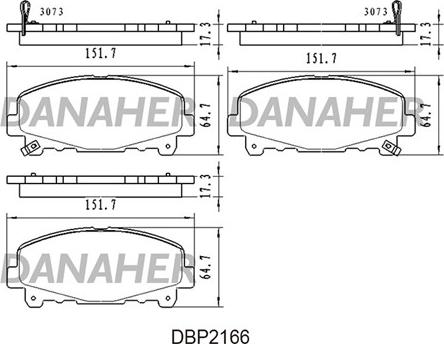 Danaher DBP2166 - Əyləc altlığı dəsti, əyləc diski furqanavto.az