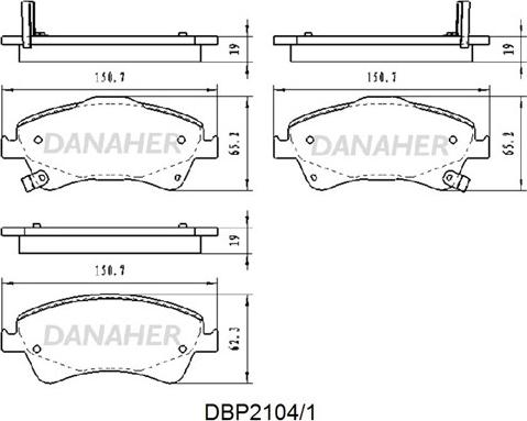 Danaher DBP2104/1 - Əyləc altlığı dəsti, əyləc diski furqanavto.az