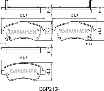 Danaher DBP2104 - Əyləc altlığı dəsti, əyləc diski furqanavto.az