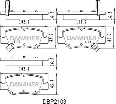 Danaher DBP2103 - Əyləc altlığı dəsti, əyləc diski furqanavto.az