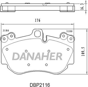 Danaher DBP2116 - Əyləc altlığı dəsti, əyləc diski furqanavto.az