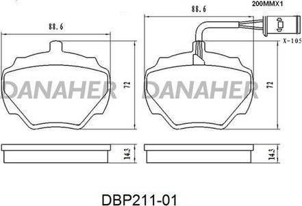 Danaher DBP211-01 - Əyləc altlığı dəsti, əyləc diski furqanavto.az