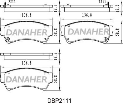 Danaher DBP211/1 - Əyləc altlığı dəsti, əyləc diski furqanavto.az