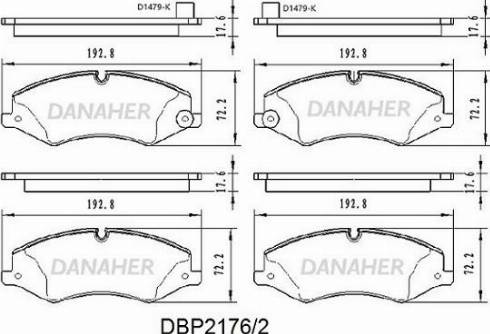Danaher DBP2176/2 - Əyləc altlığı dəsti, əyləc diski furqanavto.az