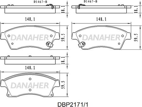 Danaher DBP2171/1 - Əyləc altlığı dəsti, əyləc diski furqanavto.az