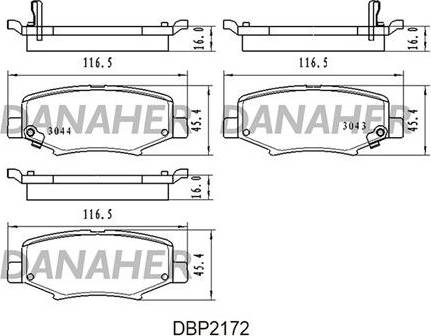 Danaher DBP2172 - Əyləc altlığı dəsti, əyləc diski furqanavto.az