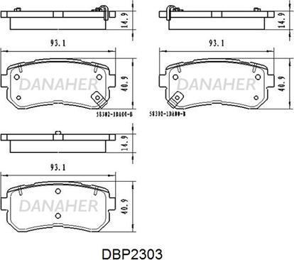 Danaher DBP2303 - Əyləc altlığı dəsti, əyləc diski furqanavto.az