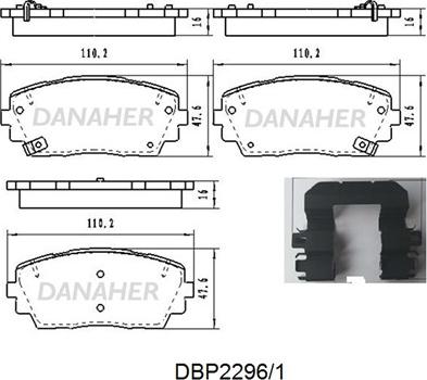 Danaher DBP2296/1 - Əyləc altlığı dəsti, əyləc diski furqanavto.az