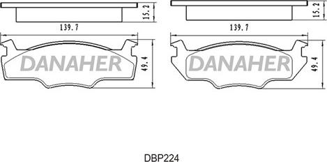 Danaher DBP224 - Əyləc altlığı dəsti, əyləc diski furqanavto.az