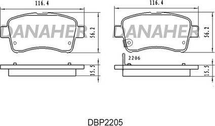 Danaher DBP2205 - Əyləc altlığı dəsti, əyləc diski furqanavto.az