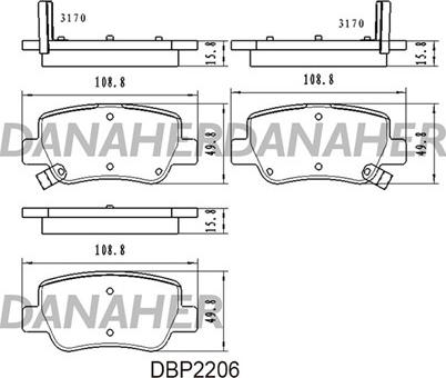 Danaher DBP2206 - Əyləc altlığı dəsti, əyləc diski furqanavto.az