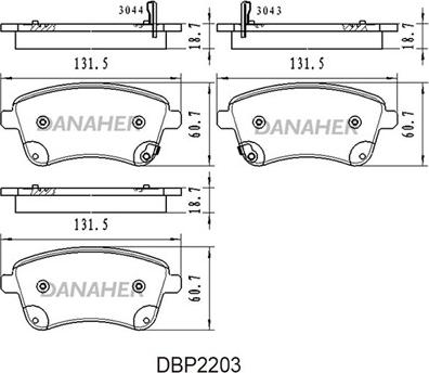 Danaher DBP2203 - Əyləc altlığı dəsti, əyləc diski furqanavto.az