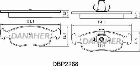 Danaher DBP2288 - Əyləc altlığı dəsti, əyləc diski furqanavto.az