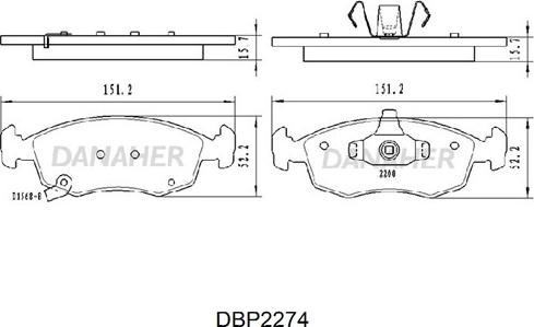 Danaher DBP2274 - Əyləc altlığı dəsti, əyləc diski furqanavto.az