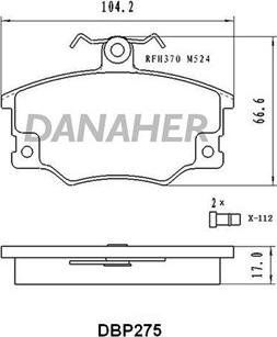 Danaher DBP275 - Əyləc altlığı dəsti, əyləc diski furqanavto.az