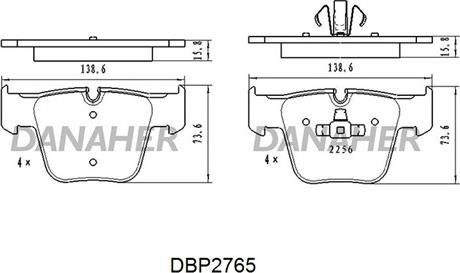 Danaher DBP2765 - Əyləc altlığı dəsti, əyləc diski furqanavto.az