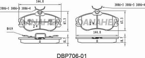 Danaher DBP706-01 - Əyləc altlığı dəsti, əyləc diski furqanavto.az