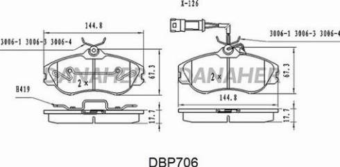 Danaher DBP706 - Əyləc altlığı dəsti, əyləc diski furqanavto.az