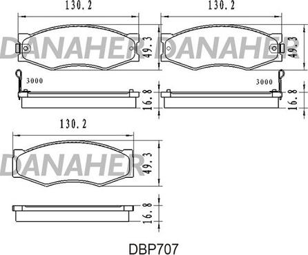 Danaher DBP707 - Əyləc altlığı dəsti, əyləc diski furqanavto.az