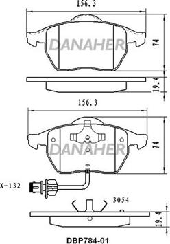 Danaher DBP784-01 - Əyləc altlığı dəsti, əyləc diski furqanavto.az