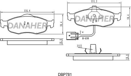 Danaher DBP78/1 - Əyləc altlığı dəsti, əyləc diski furqanavto.az