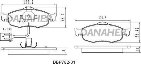 Danaher DBP782-01 - Əyləc altlığı dəsti, əyləc diski furqanavto.az