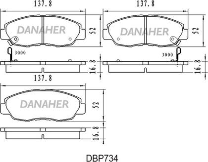 Danaher DBP734 - Əyləc altlığı dəsti, əyləc diski furqanavto.az