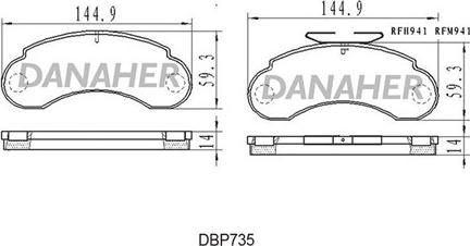 Danaher DBP735 - Əyləc altlığı dəsti, əyləc diski furqanavto.az